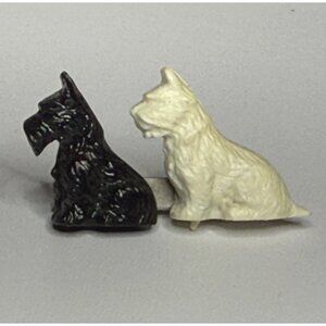 Black & White Scottish Terrier Brooch Vintage Scottie Pin